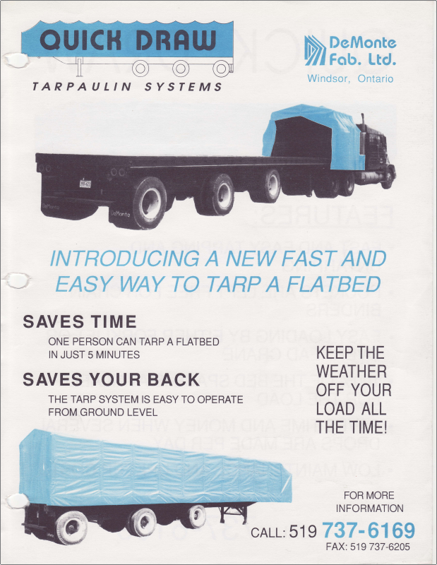First Quick Draw Tarpaulin Systems advertisement